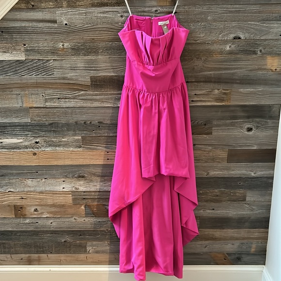 NWT Monique Lhuillier Pink Taffeta High Low Bubble Hem Strapless Gown Size 4 - Picture 5 of 13